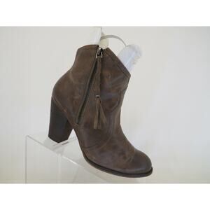 ALDO Womens Sz 38.5 EUR Brown Leather Zip Fashion Ankle Boots Booties